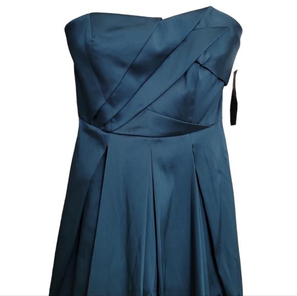 🆕️ Aidan Mattox Strapless Pleated Ball Gown in Dark Jade - Picture 7 of 16